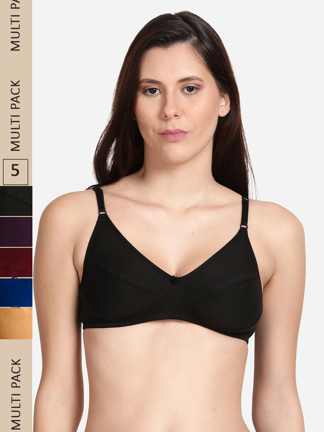 shyaway Pack Of 5 Non-Wired Non Padded Bra