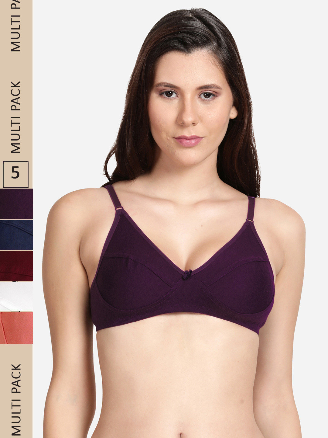 shyaway Pack Of 5 Non-Wired Non Padded Bra