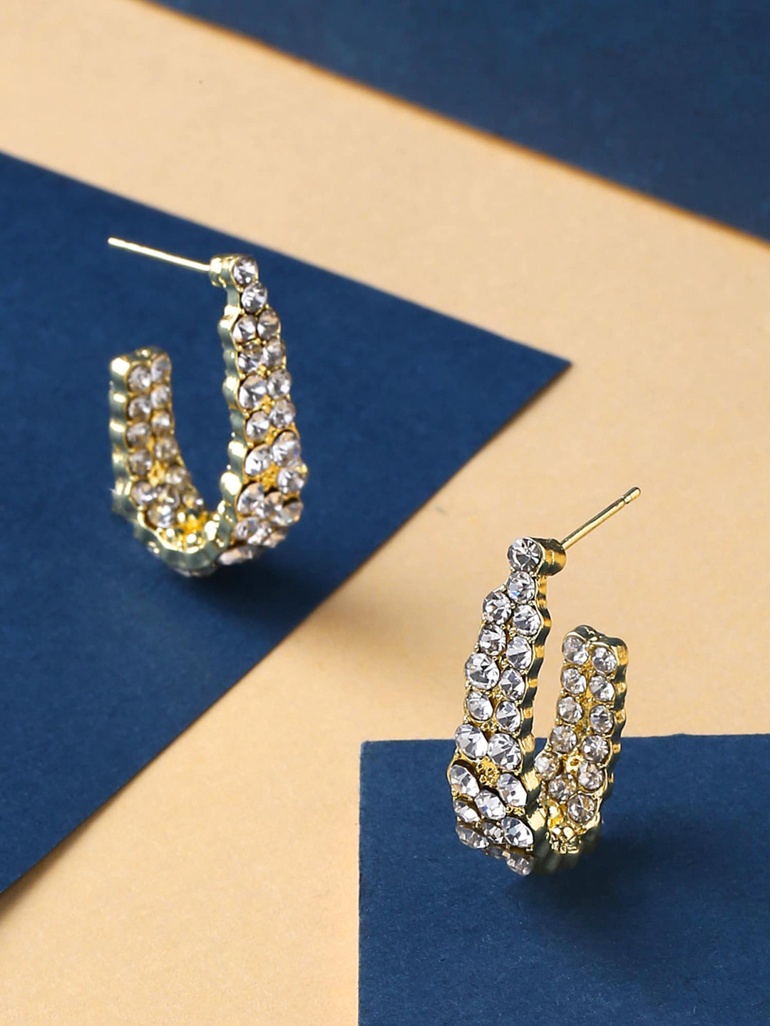 Yellow Chimes  Gold Toned Crystal attention getting Bali Hoop Earings