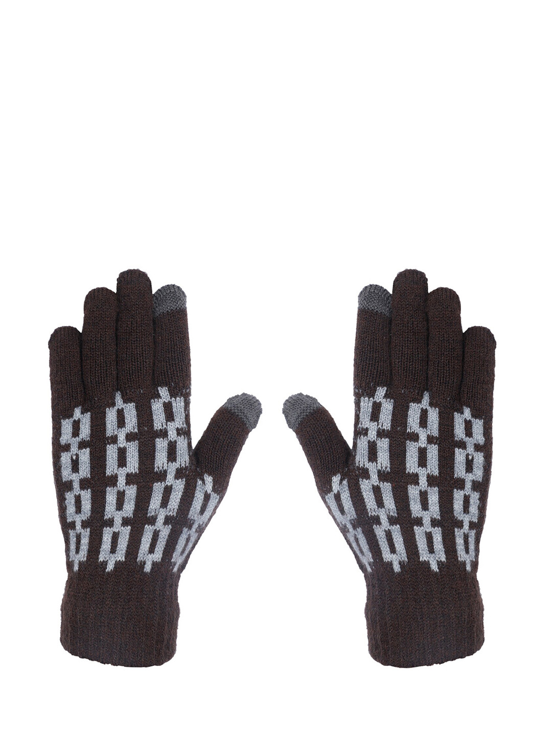 LOOM LEGACY Men Coffee Brown Patterned Hand Gloves