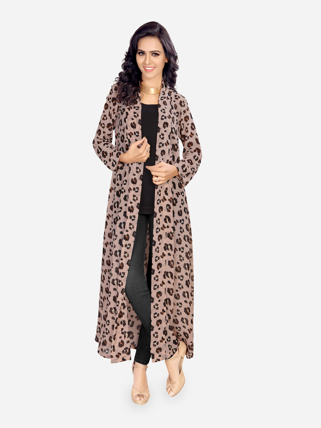 Fashfun Women Printed Longline Shrug