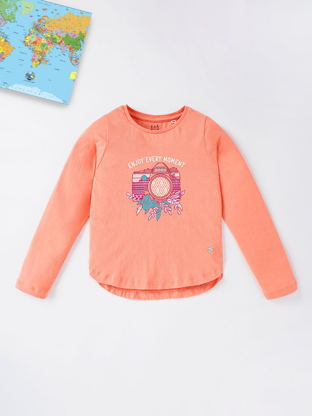 Ed-a-Mamma Girls Coral Printed Cotton T-shirt