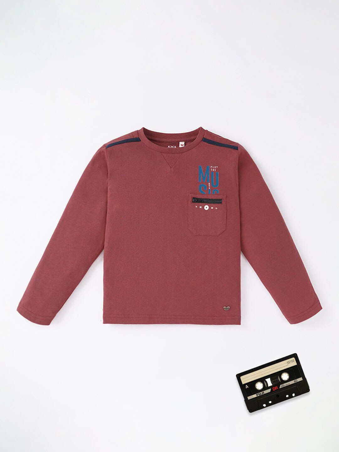 Ed-a-Mamma Boys Maroon Typography Printed Cotton T-shirt