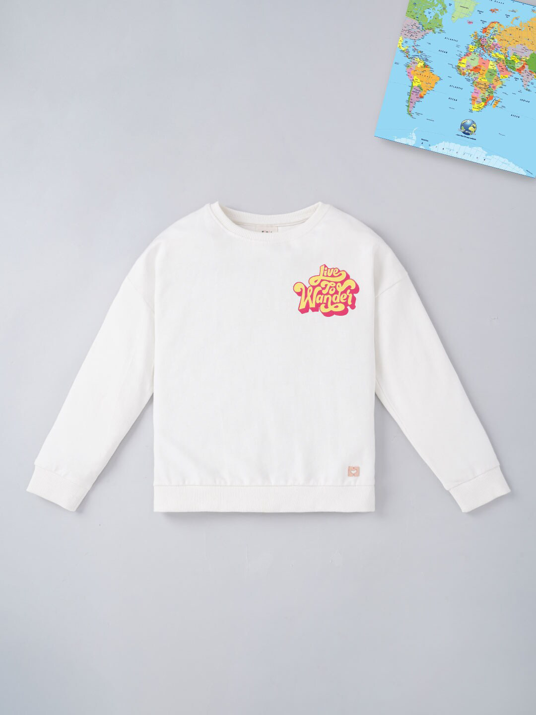 Ed-a-Mamma Girls Off White Typography Printed T-shirt