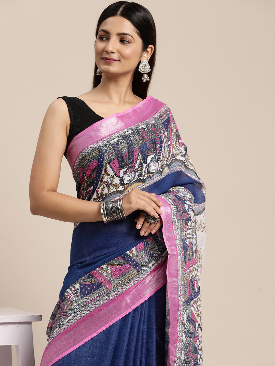 swatika Kalamkari Print Bhagalpuri Saree