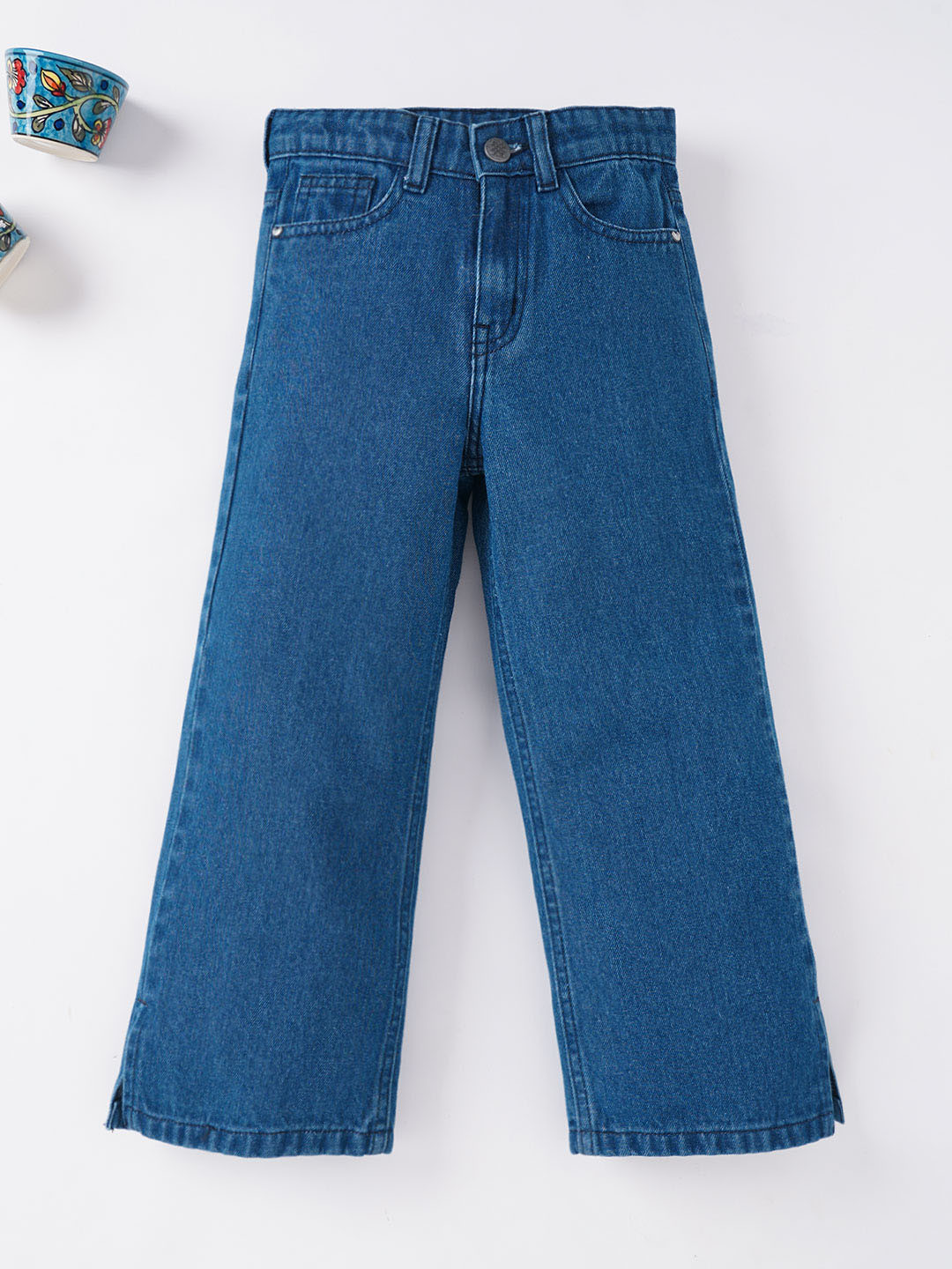 Ed-a-Mamma Girls Blue Low Distress Stretchable Jeans