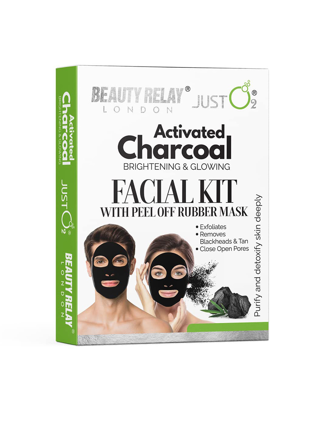 BeautyRelay London Activated Charcoal Facial Kit With Peel Off Rubber Mask 59g