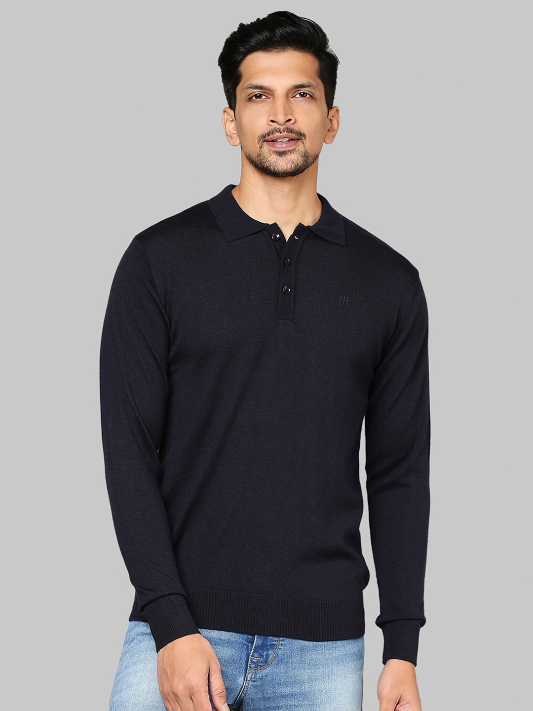 Raymond Men Blue Woolen Pullover