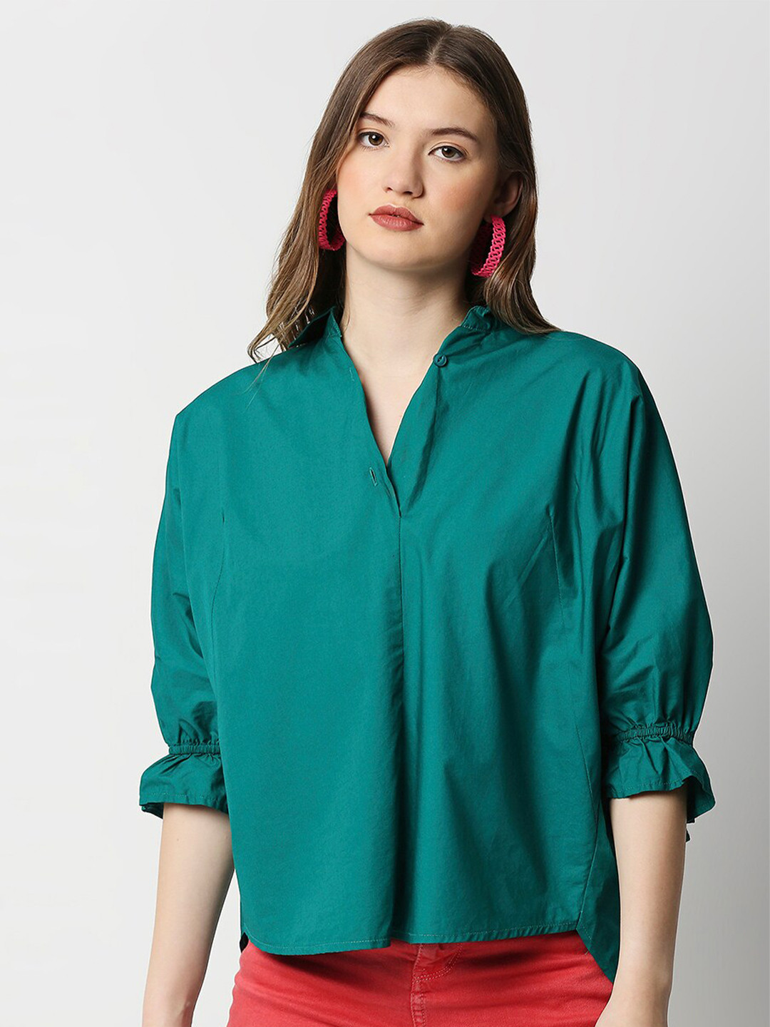Remanika Women Green Custom Tailored Fit Casual Shirt