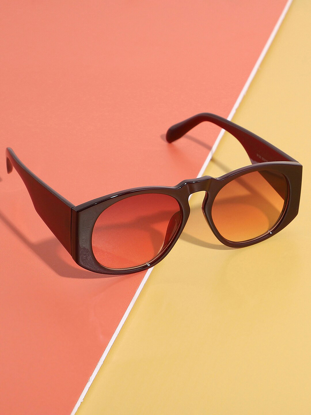 HAUTE SAUCE   Women Brown Lens & Red Oversized Sunglasses with Polarised Lens