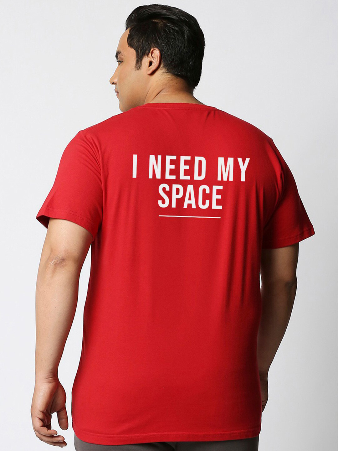 Bewakoof Plus Men Plus Size Red Typography Printed T-shirt