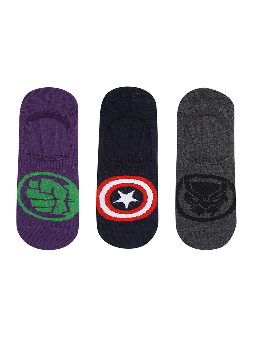 Balenzia x Marvel Men Pack Of 3 Captain America & Hulk Patterned Shoe Liners