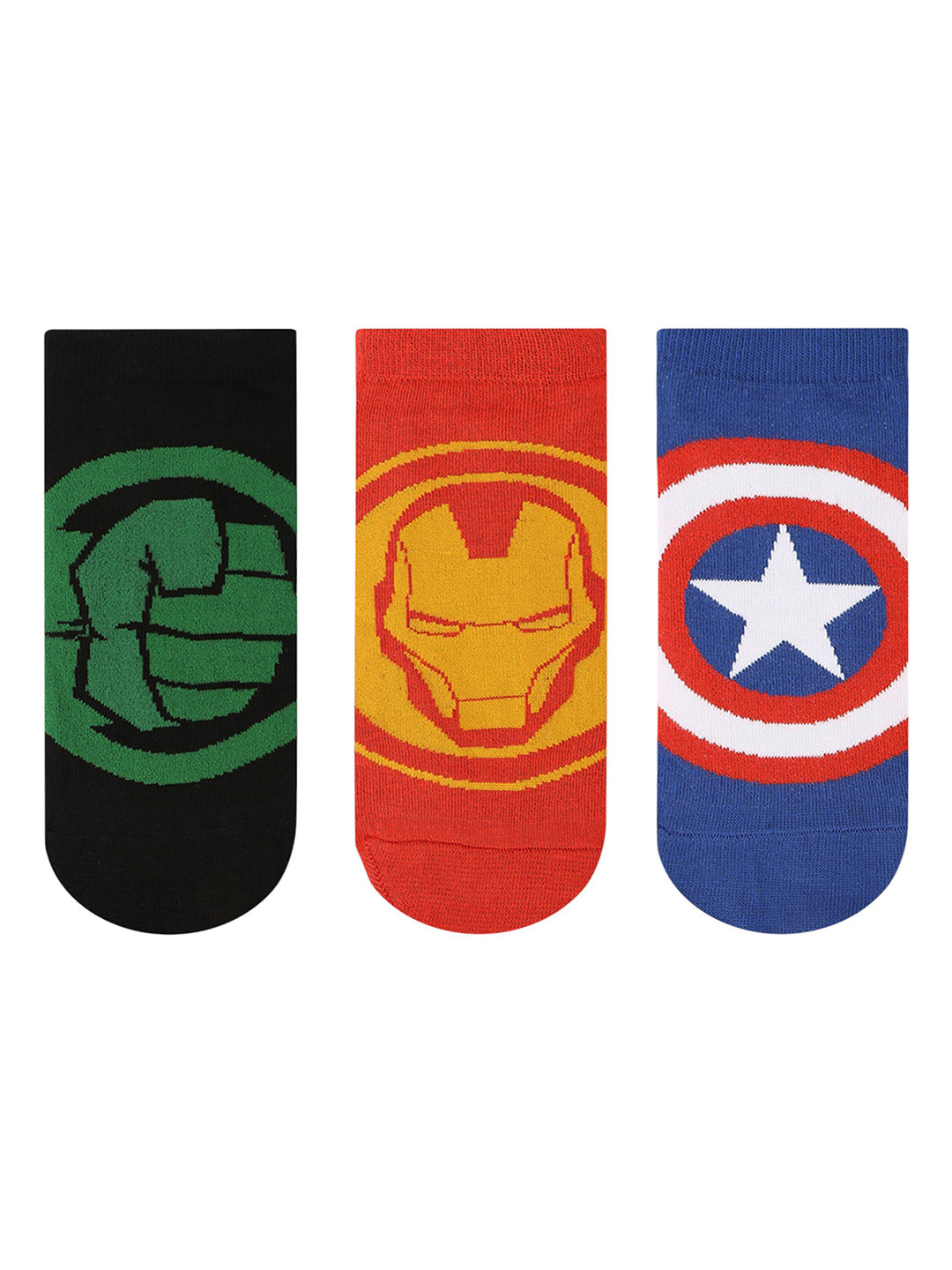 Balenzia x Marvel Men Pack of 3 Captain America & Hulk Assorted Ankle Length Socks