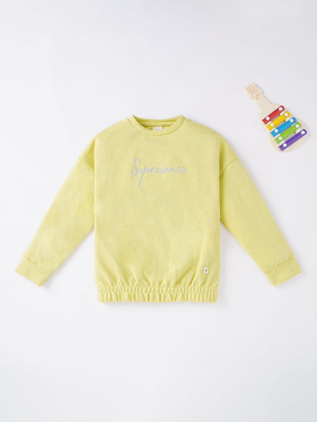 Ed-a-Mamma Girls Green Printed Sweatshirt