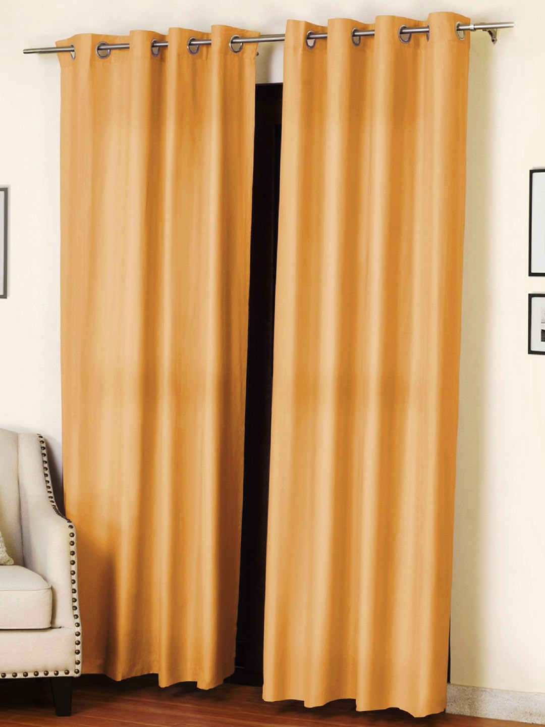 Homefab India Beige 2 Pieces Eyelet Door Curtains