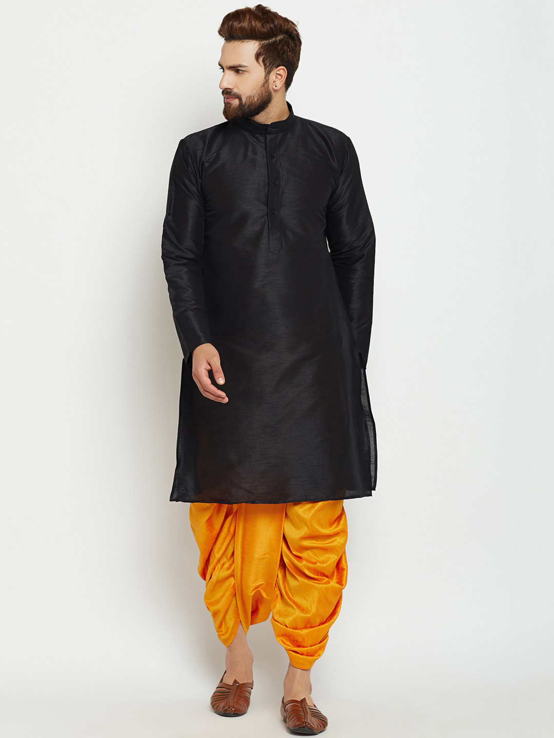 ROYAL KURTA Men Black Kurta with Dhoti Pants