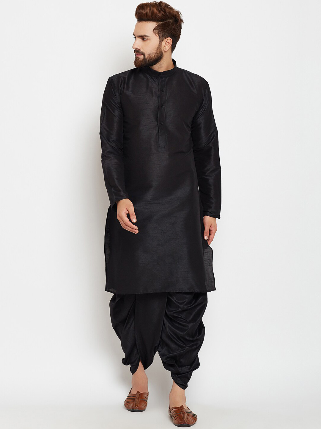 ROYAL KURTA Men Solid Silk Blend Kurta with Dhoti Pants