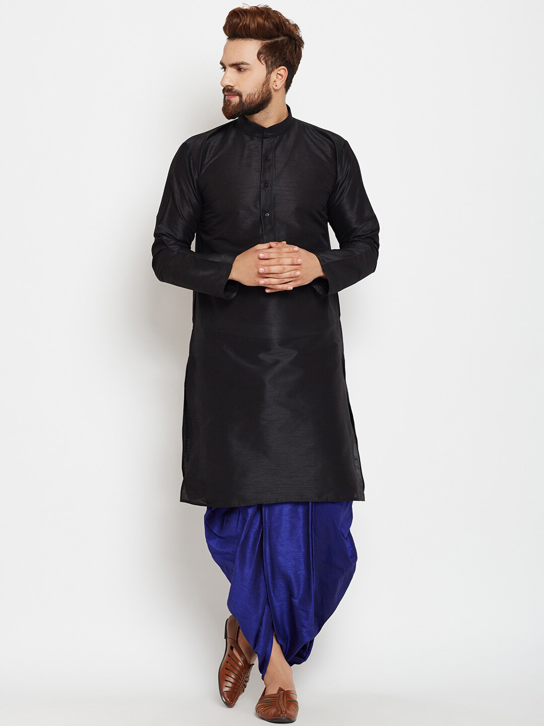 ROYAL KURTA Men Black Kurta with Dhoti Pants