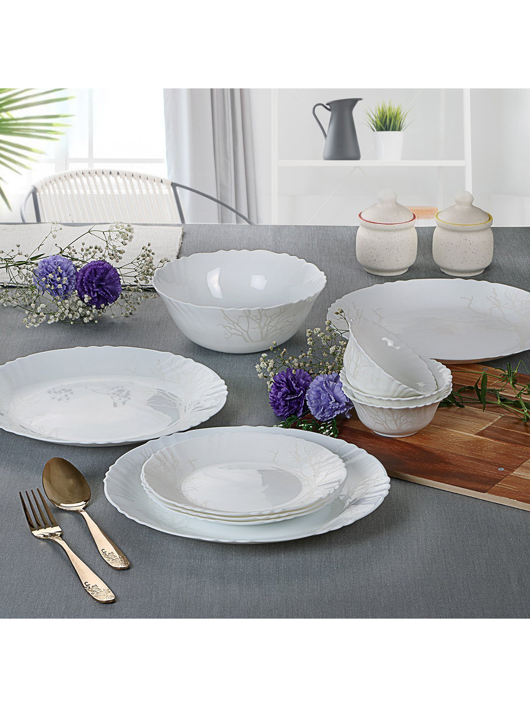 Cello Set of 19 Microwave & dishwasher safe Winter frost Opalware dinner set