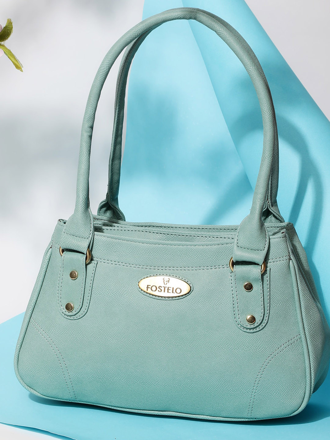 Fostelo Sea Green PU Structured Handheld Bag