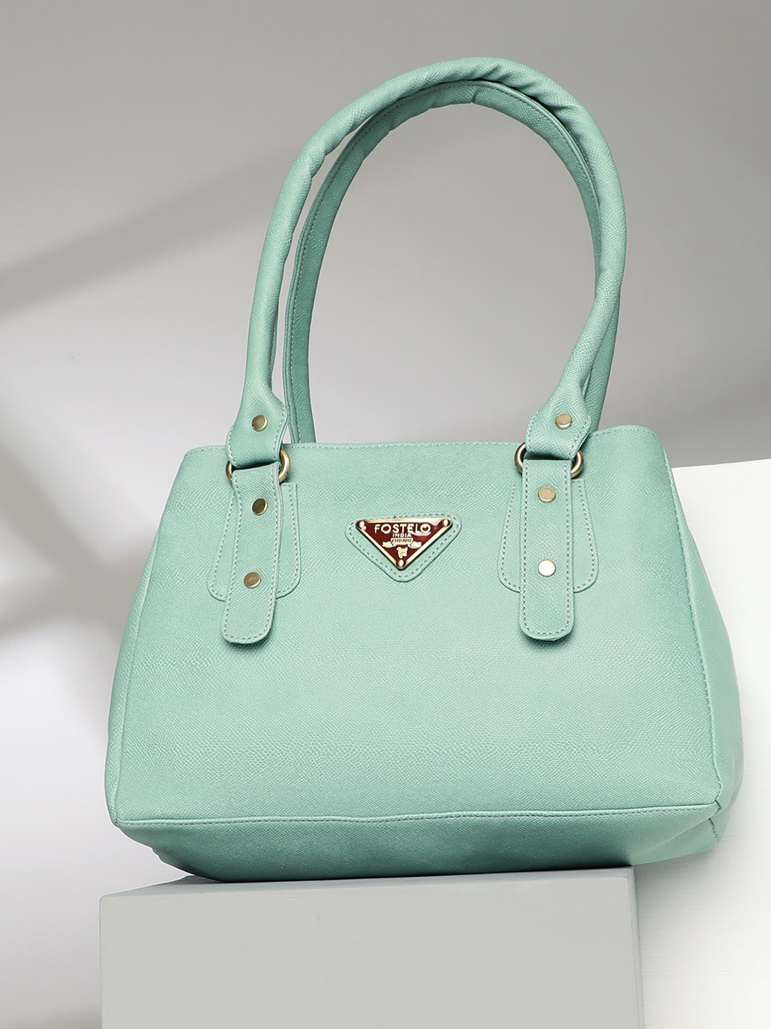 Fostelo Turquoise Blue PU Structured Shoulder Bag