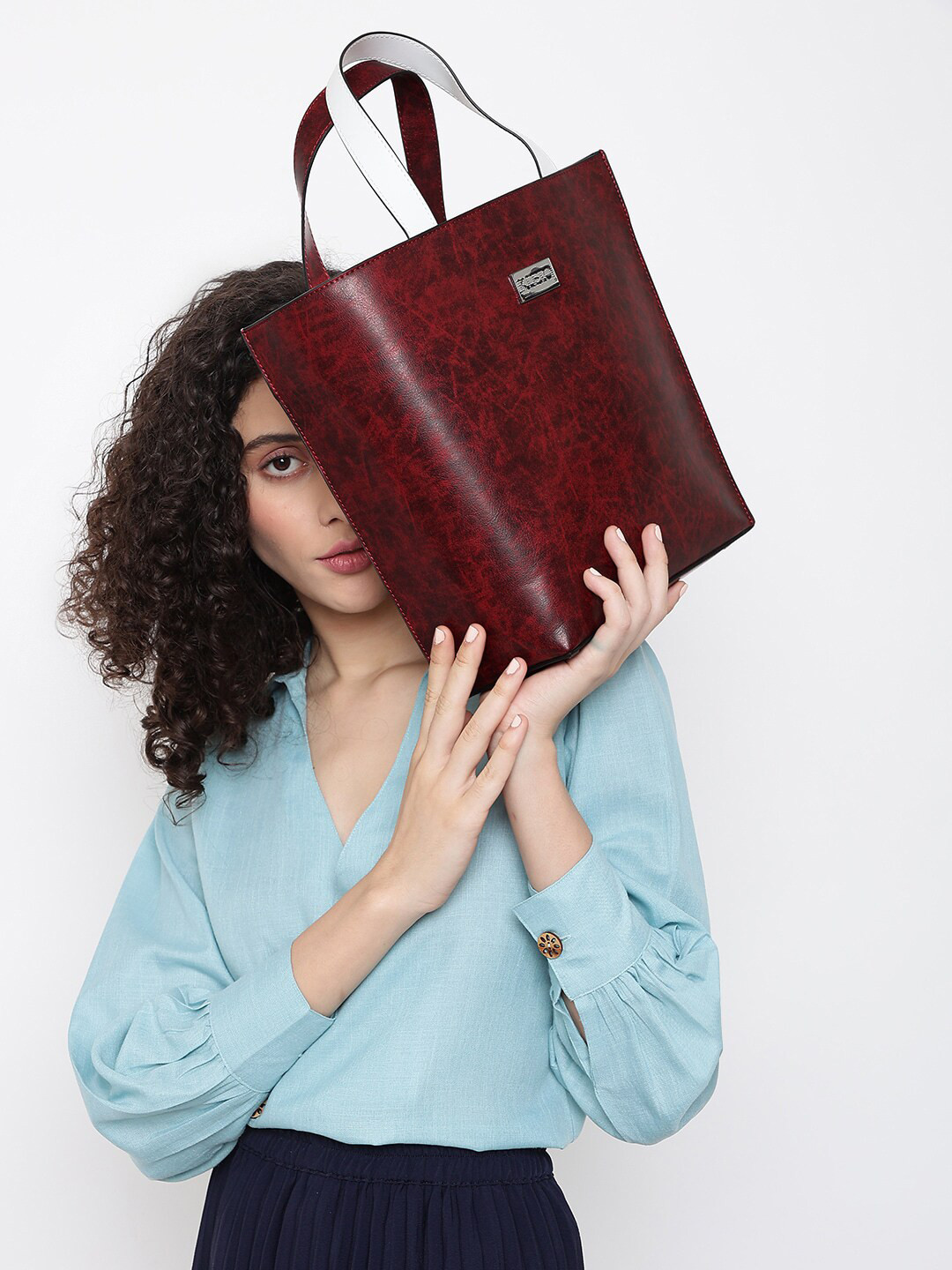 KLEIO Women Color-Blocked Handheld Tote Bag