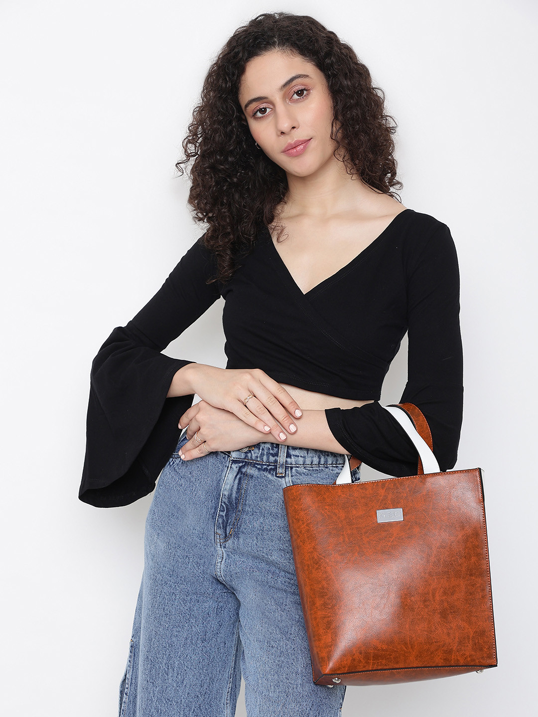 KLEIO Color-Blocked Handheld Tote Bag