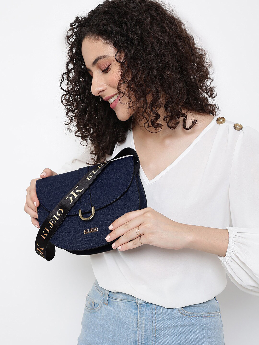 KLEIO Vegan Structured Saddle Shoulder Bag