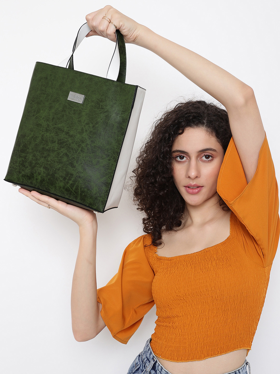 KLEIO Women Color-Blocked Handheld Tote Bag