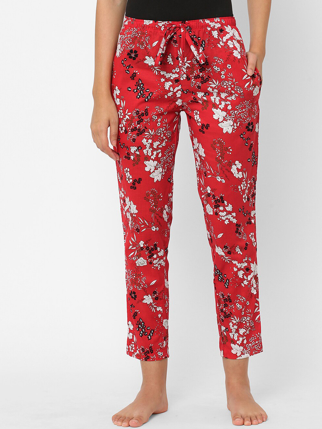 URBAN SCOTTISH Women Red Printed Pure Cotton Lounge Pants