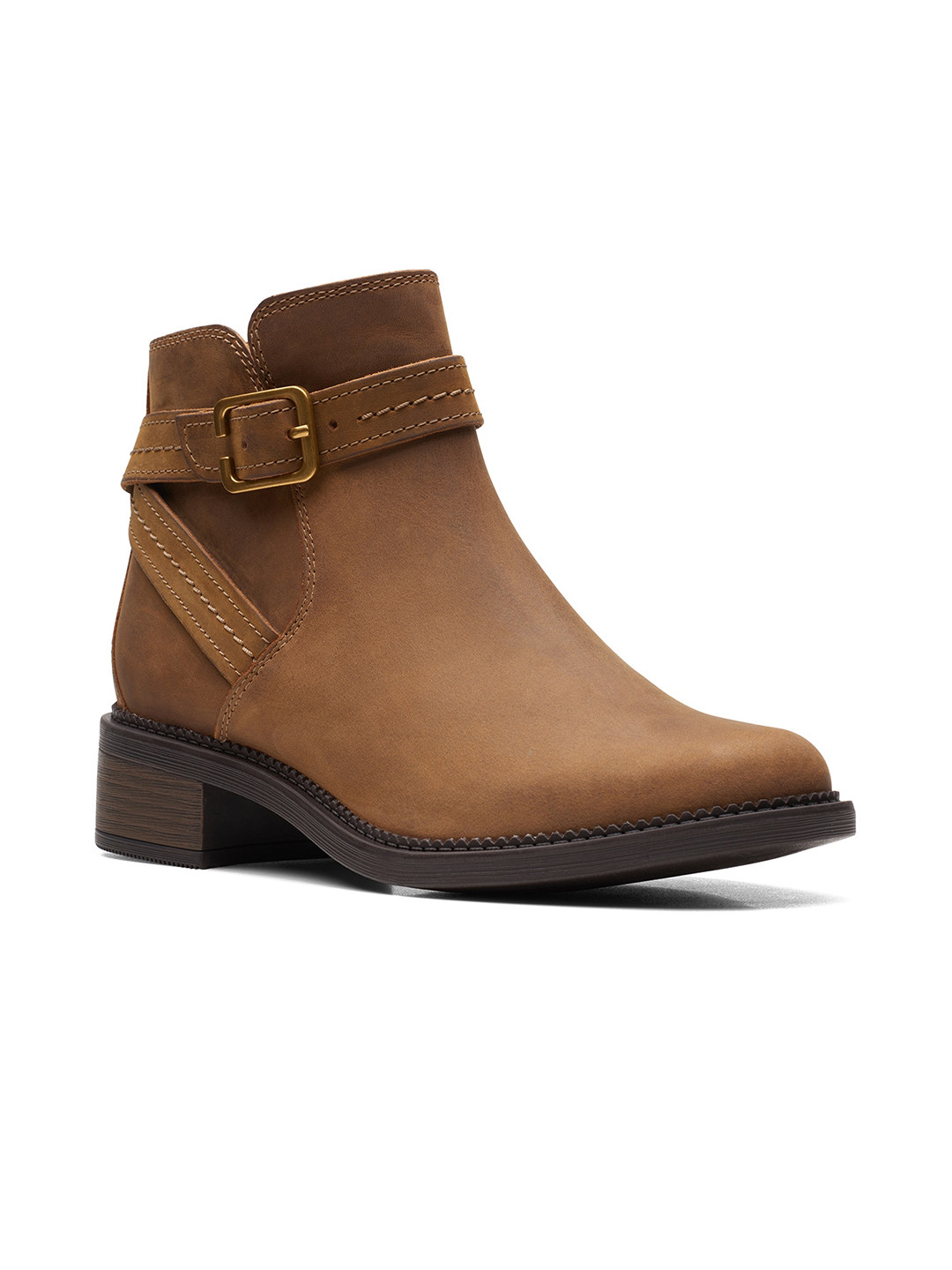 Clarks Women Brown Solid Mid-Top Leather Regular Boots