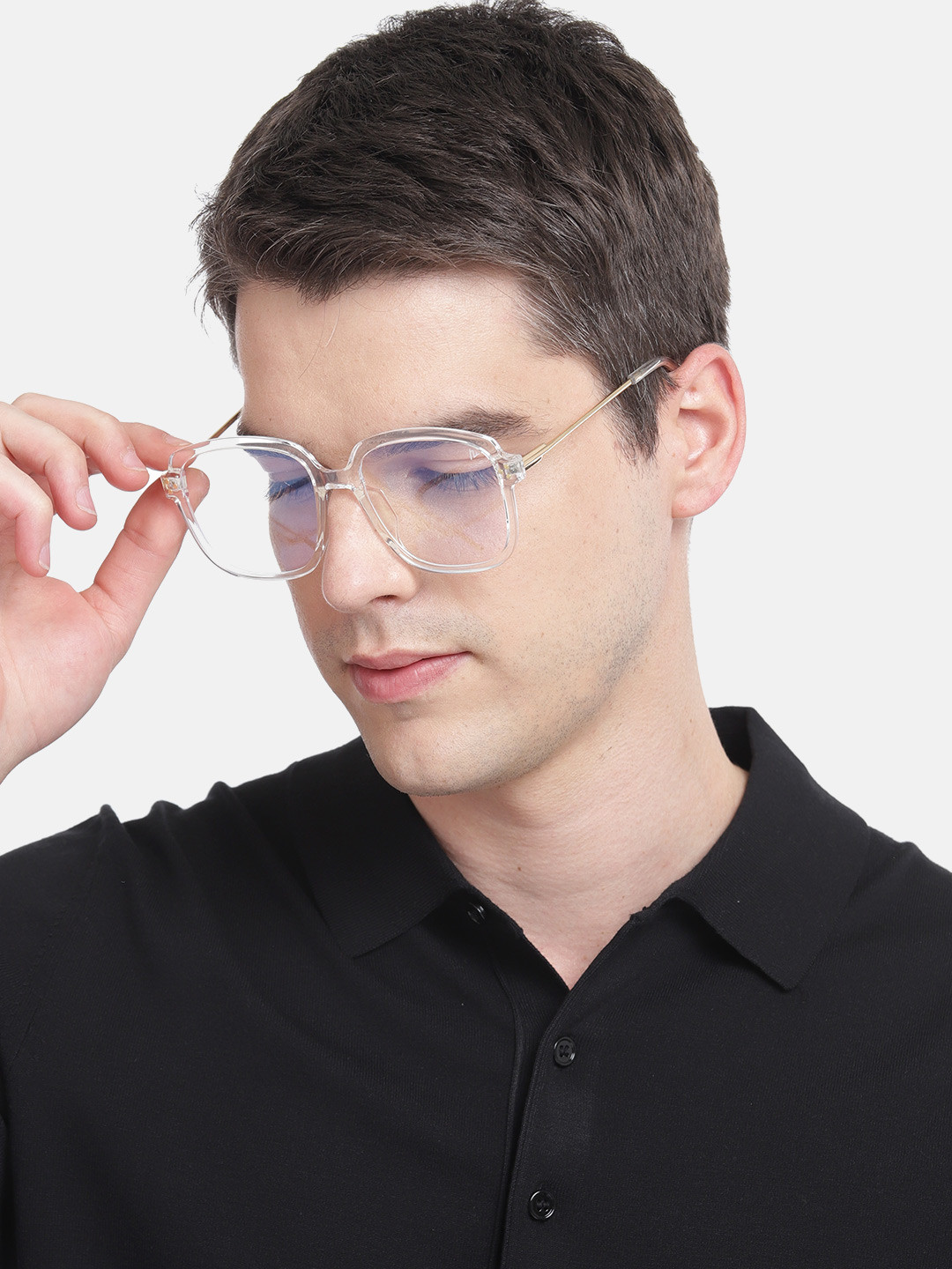 Voyage Unisex Transparent & Gold-Toned Full Rim Oversized Frames TR83027MG3853