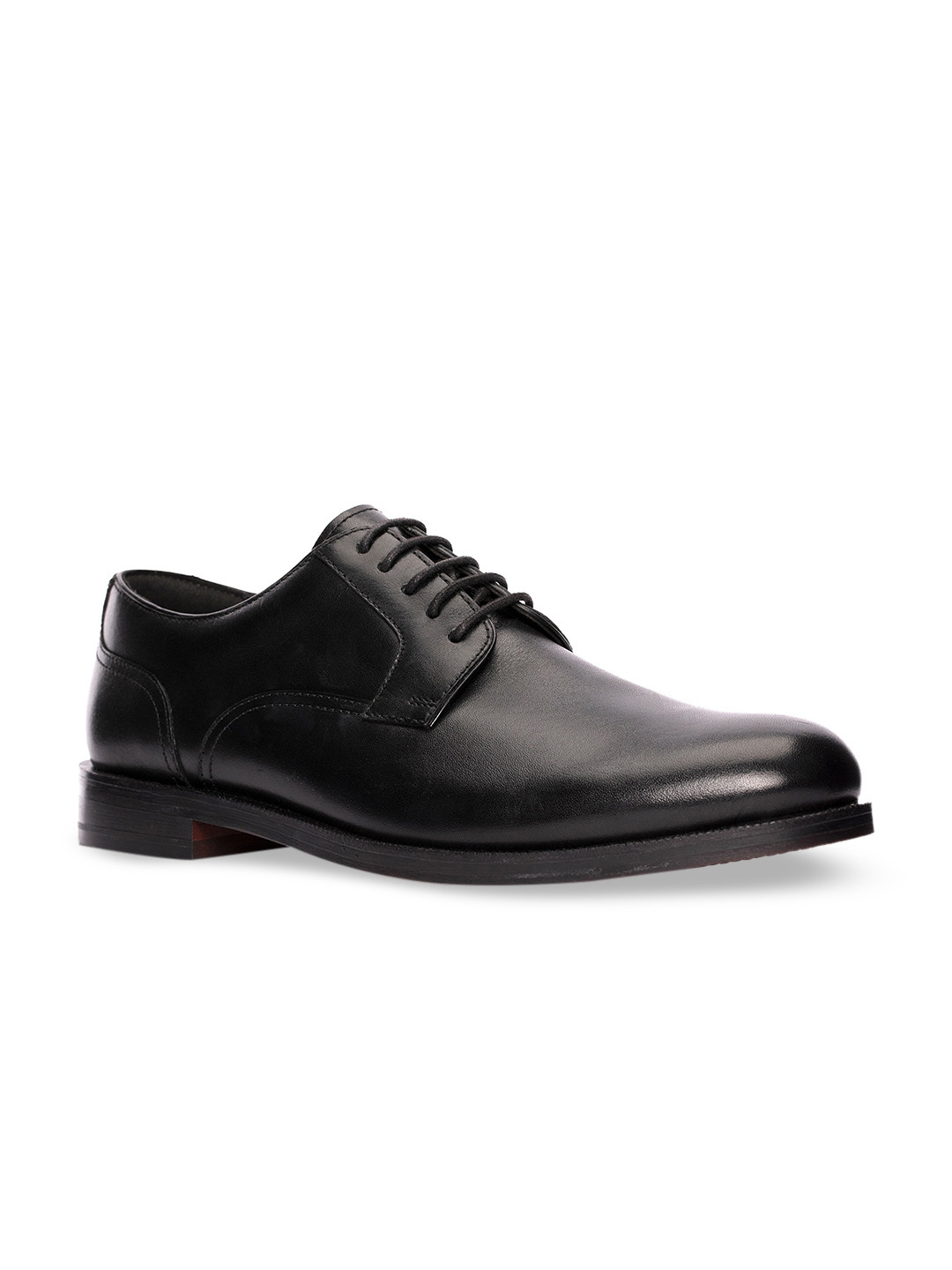 Clarks Men Black Solid Leather Formal Derbys