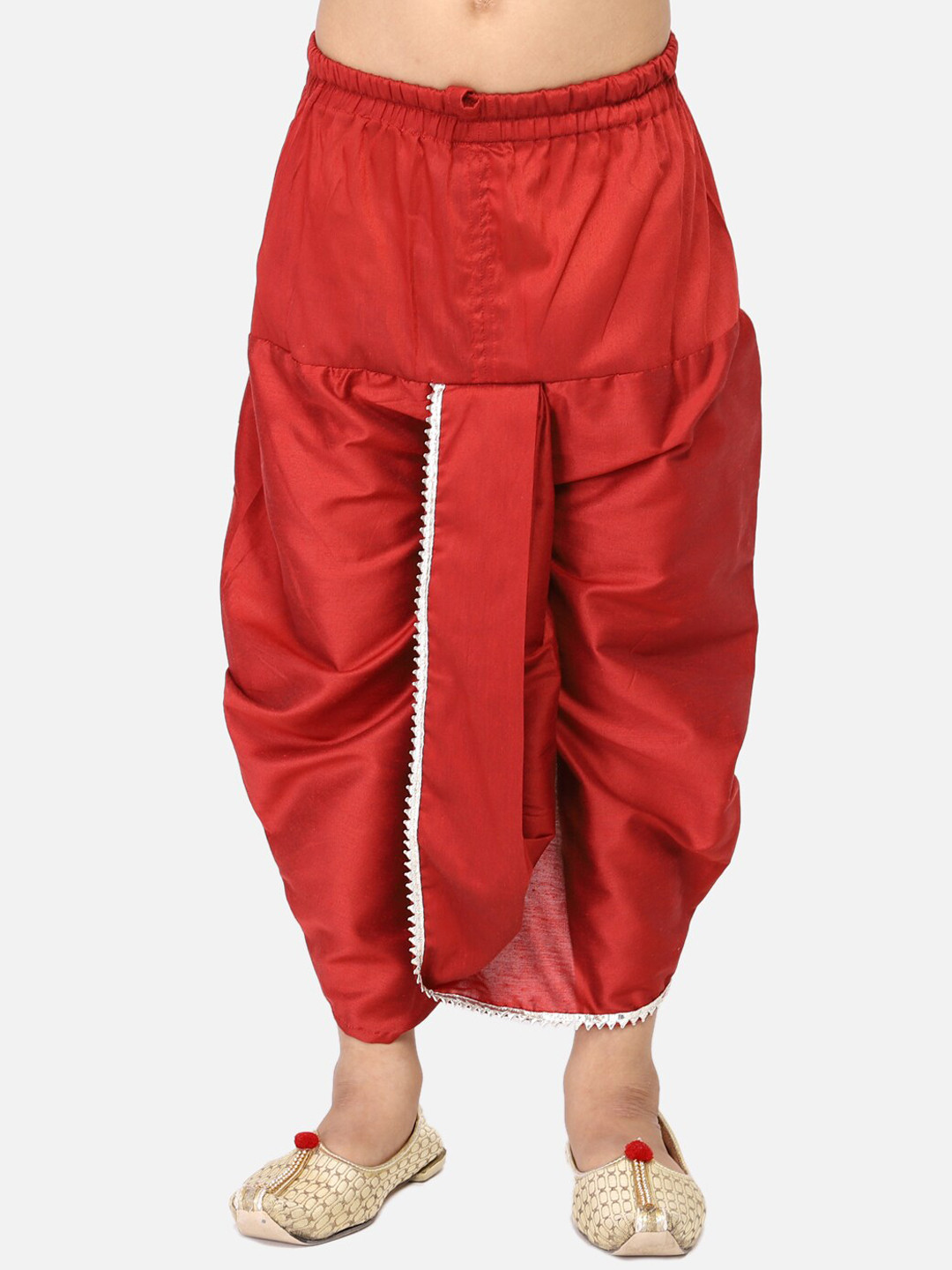 TABARD Boys Maroon Solid Cotton Dhotis
