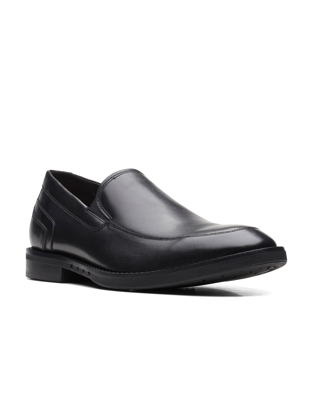 Clarks Men Black Leather Slip-On Sneakers