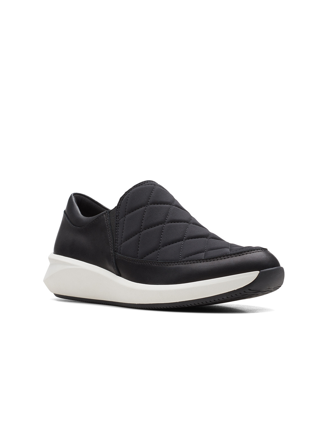 Clarks Women Black Leather Slip-On Sneakers