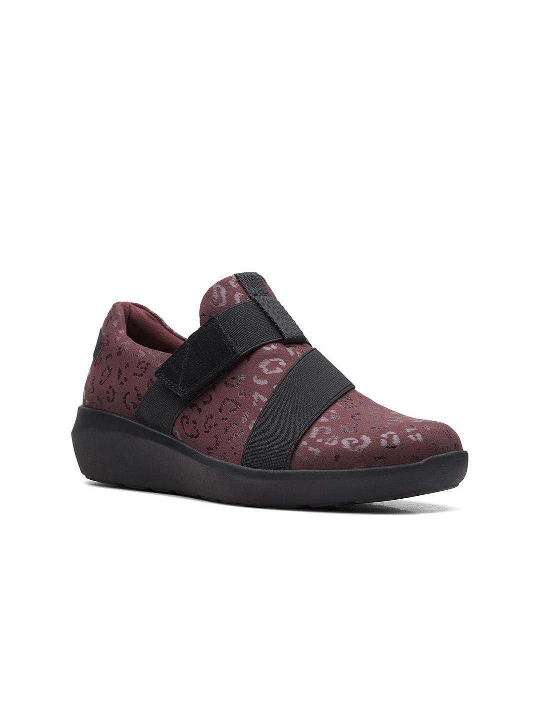 Clarks Women Burgundy Woven Design Slip-On Sneakers