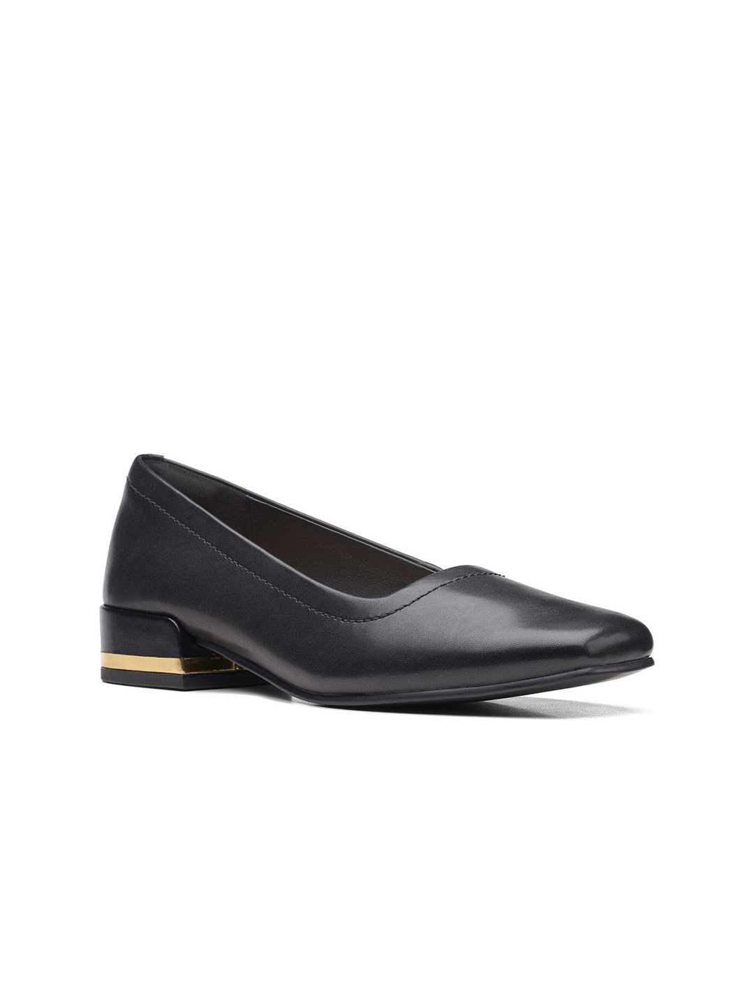 Clarks Black Leather Block Pumps