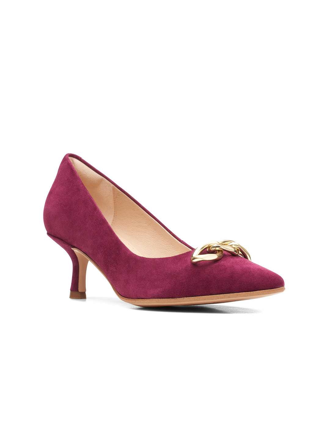 Clarks Red Suede Kitten Pumps