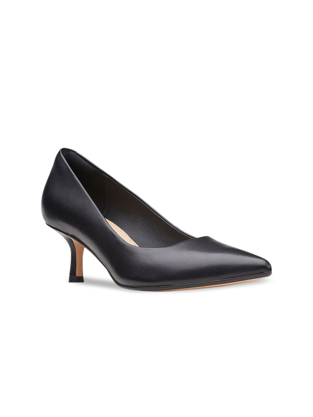 Clarks Black Leather Kitten Pumps