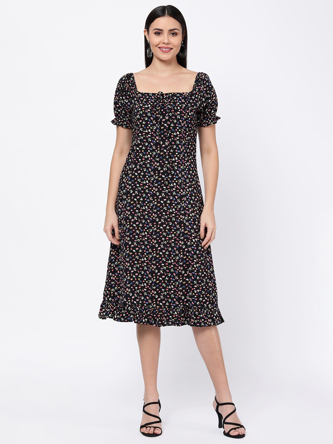 R&B Blue Floral Midi Dress