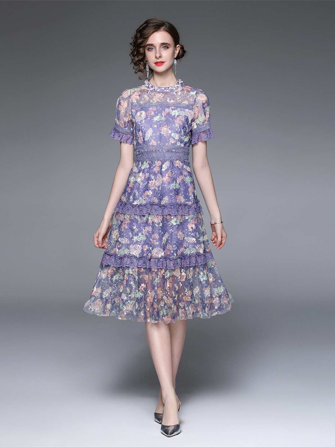JC Collection Purple Floral Midi Dress