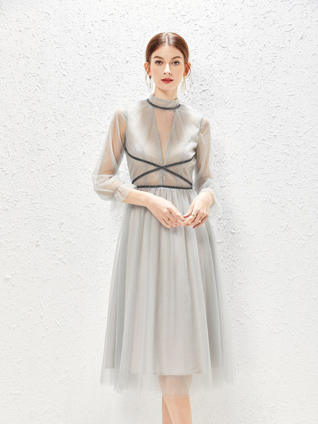 JC Collection Grey Midi Dress