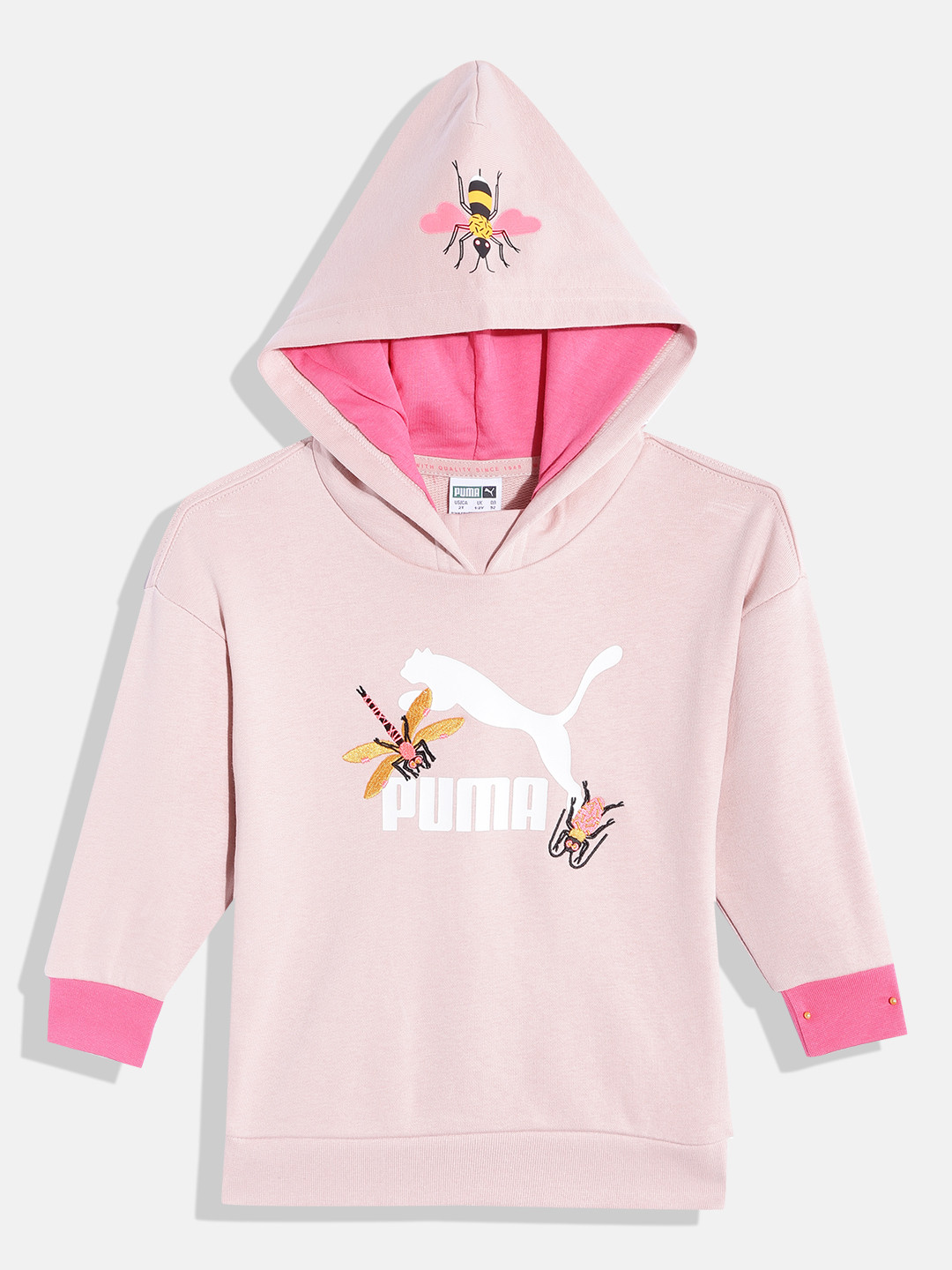 PUMA Kids Brand Logo Print Hooded Regular Fit Small World Sweatshirt