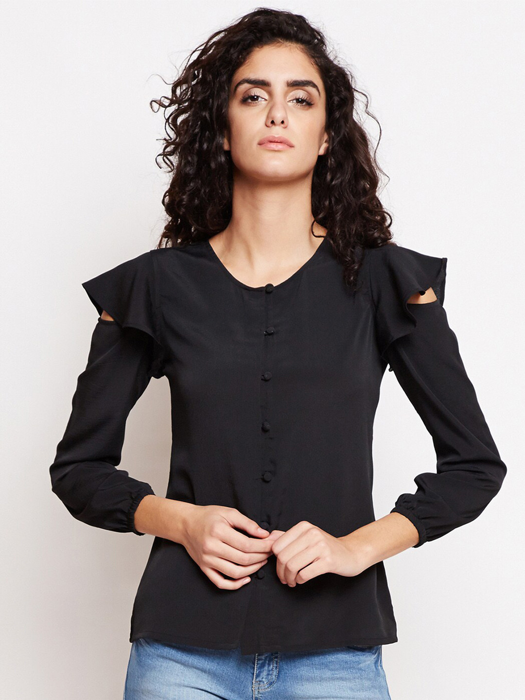 Be Indi Women Black Shirt Style Top