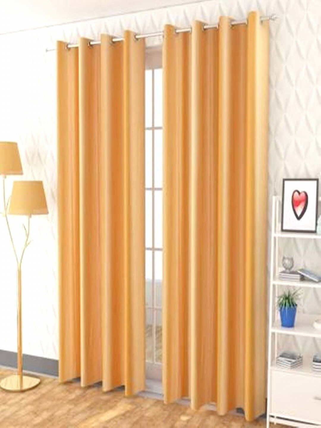 Homefab India Beige Set of 2 Long Door Curtain