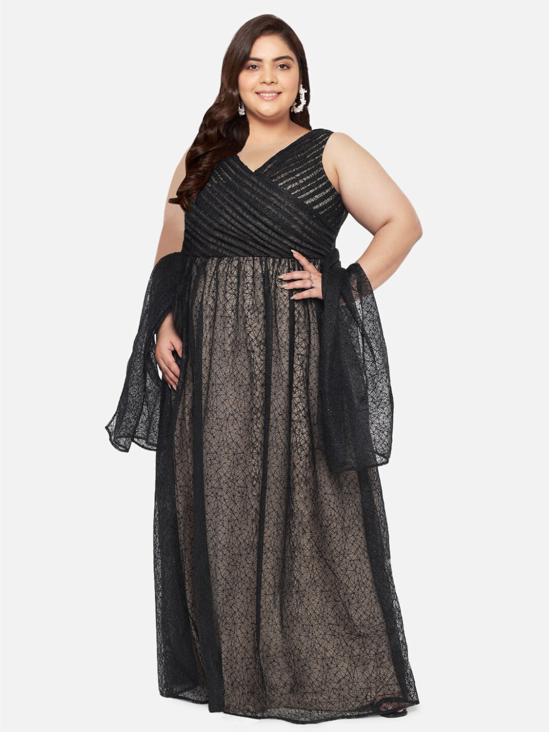 wild U Black Net Maxi Dress