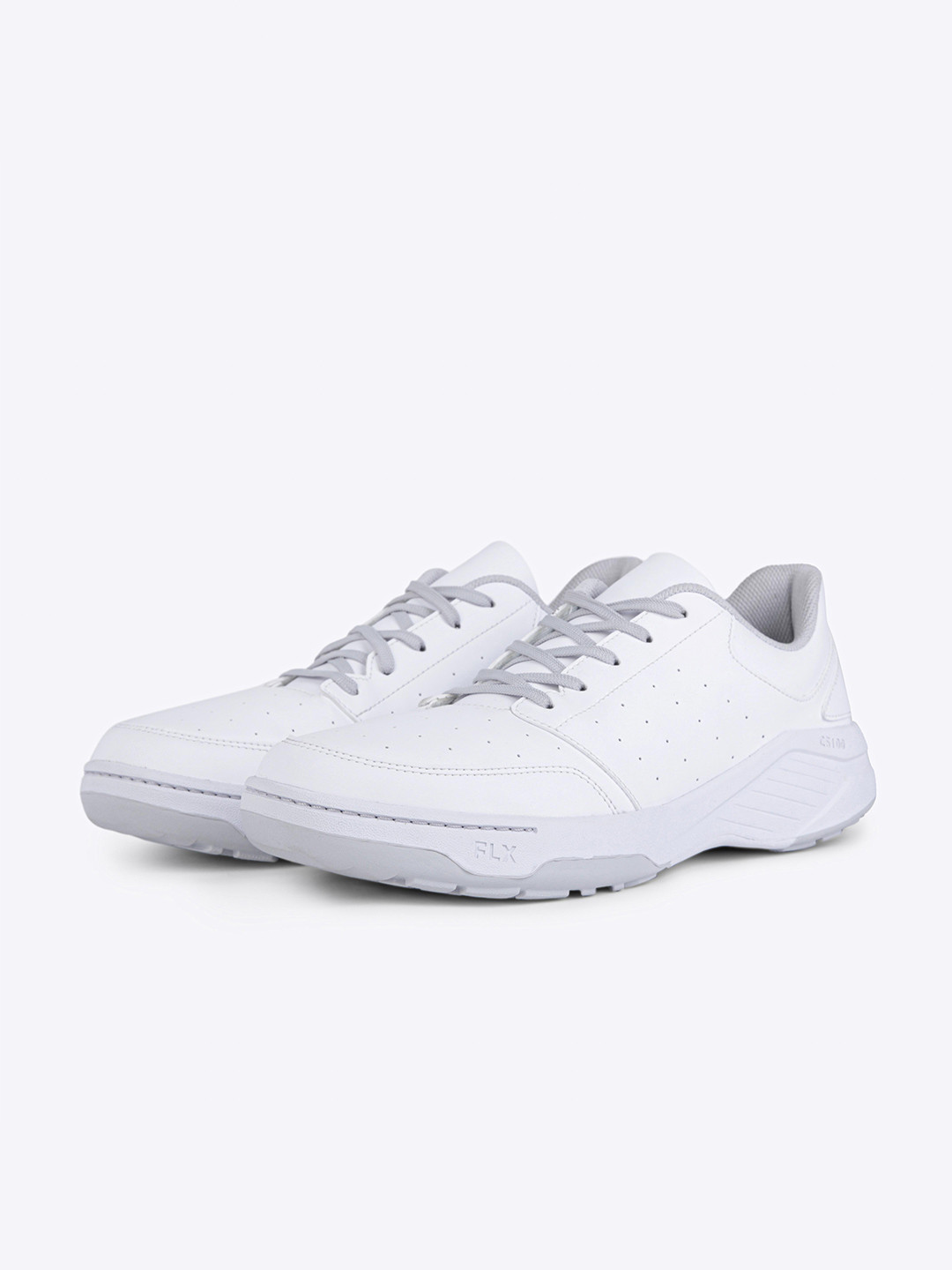 Decathlon Flx Boys White Grey Rubber Spike Hard Ground Cricket Shoes