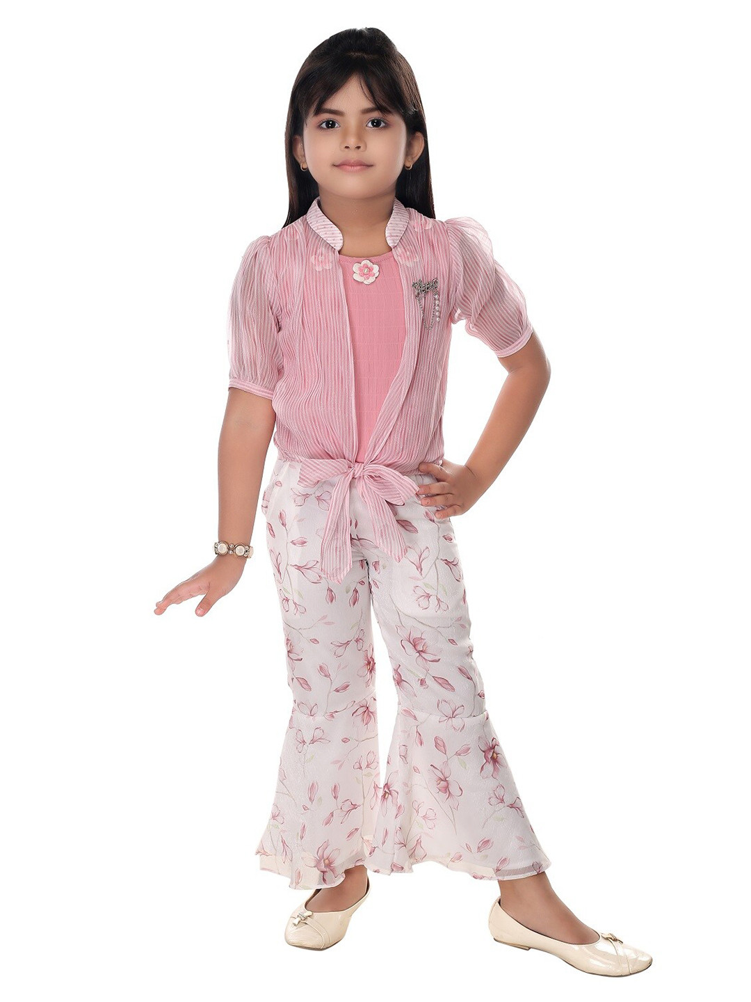 Nottie Planet Girls Striped Top With Palazzos