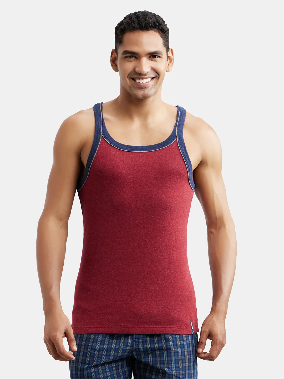Jockey Combed Cotton Rib Square Neck Gym Vest with Graphic Print-US54